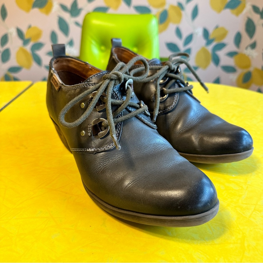 Pikolinos Leather Mary Jane Lace Up Grey Boots, 38 (US 7)